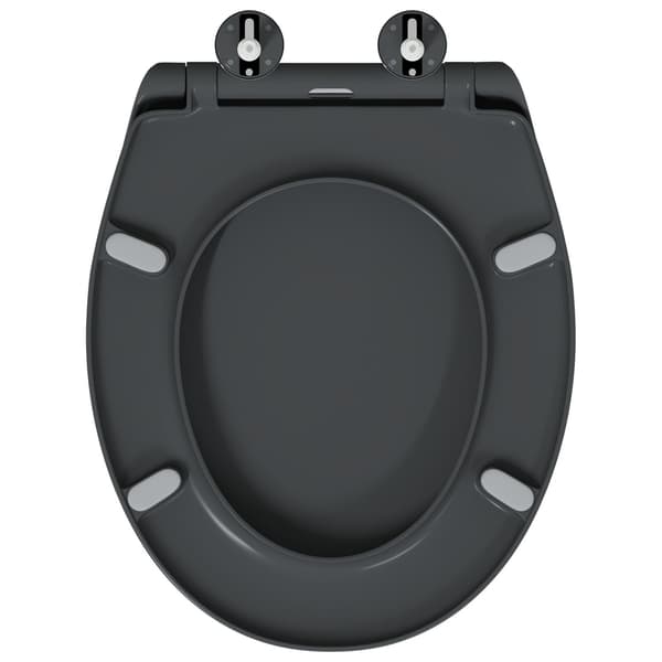 vidaXL Antracit Duroplast Standard Toalettsits Oval Samtida