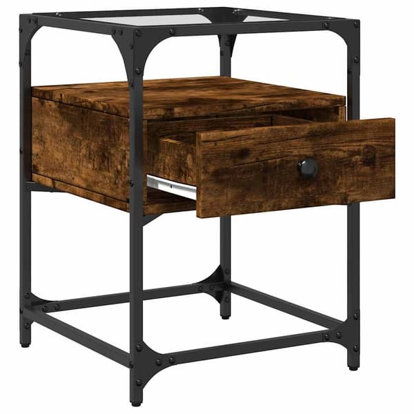 vidaXL Nattbord røkt eik 40x40x55 cm konstruert tre