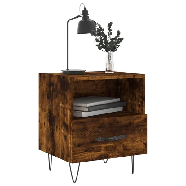 vidaXL Nattbord røkt eik 40x35x47,5 cm konstruert tre