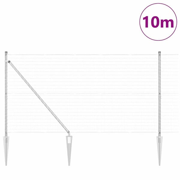 vidaXL Gjerde med stolpe sølv 1,4 x 10 m Stål