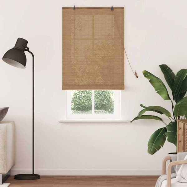 vidaXL Rullgardin med gardiner Brun 90 x 220 cm Bambu