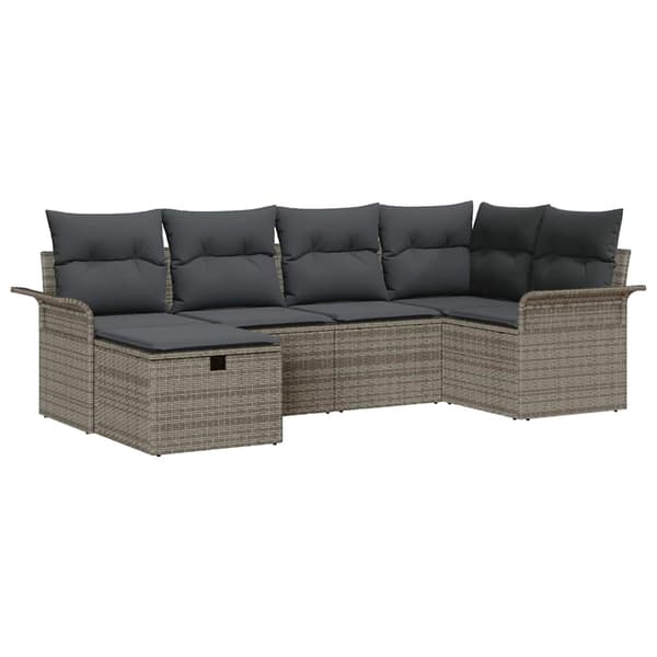 vidaXL Trädgårdsoffset med kudde med lagring 6 pcs Poly rattan