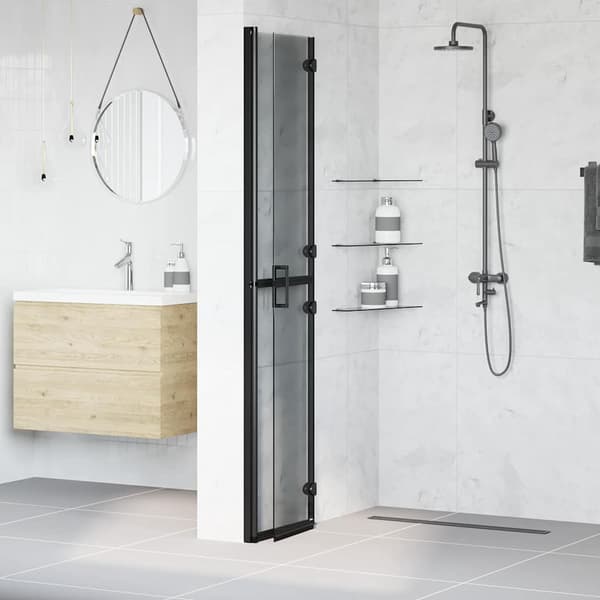 vidaXL Walk-In duschvägg Svart 80 x 6,5 x 190 cm
