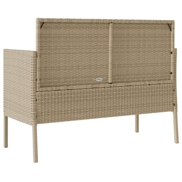 vidaXL Trädgårdsbänk med kuddar beige konstrotting