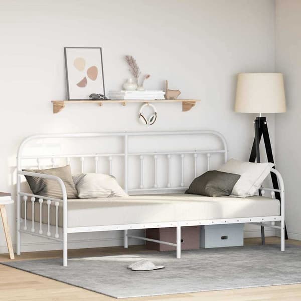 vidaXL Dagbäddram Vit 100 x 200 cm Pulverlackerat stål
