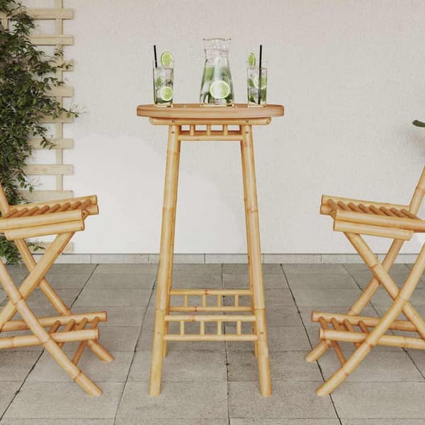vidaXL Utebarbord runt Ø55x100 cm bambu
