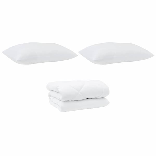 vidaXL Duntäcke med Kuddar 3 pcs Vit Mikrofiber och Dunfjäder
