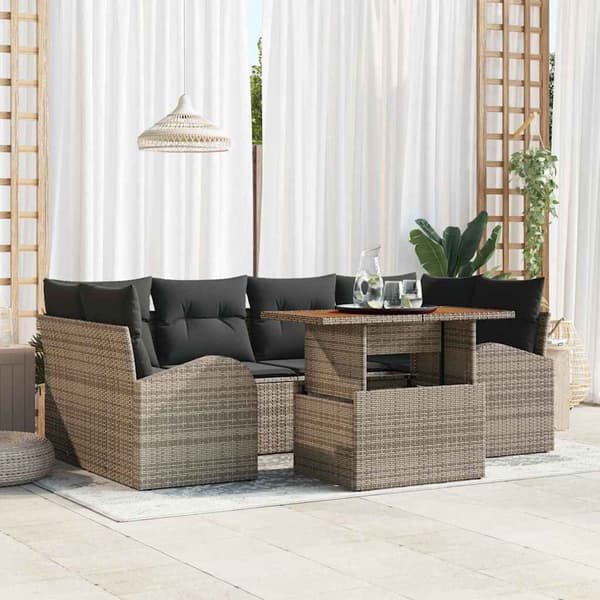 vidaXL Trädgårdssoffa Set med dyna 7 delar Grå 100 x 55 x 73 cm