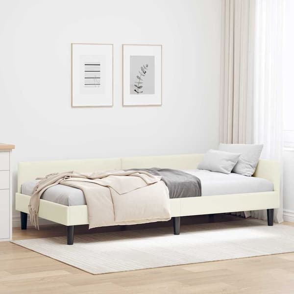 vidaXL Sängram Kräm 90 x 190 cm Sammet och konstruerat trä