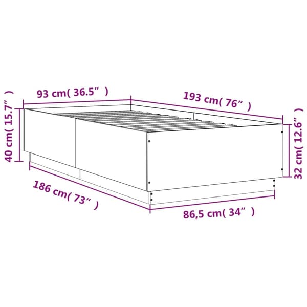 vidaXL Sängram vit 90x190 cm konstruerat trä