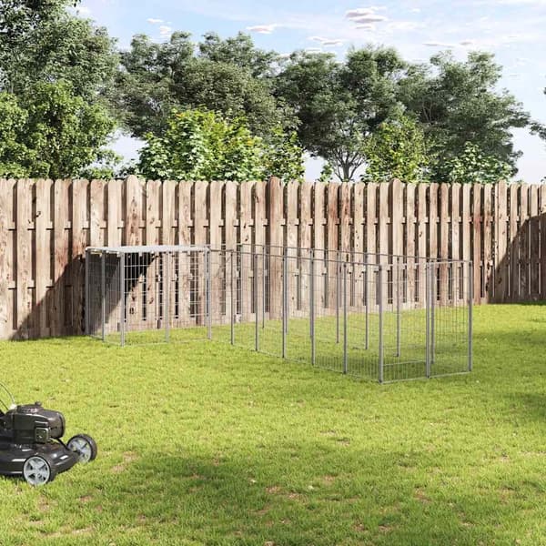 vidaXL Hundegård sølv 6,05 m² stål