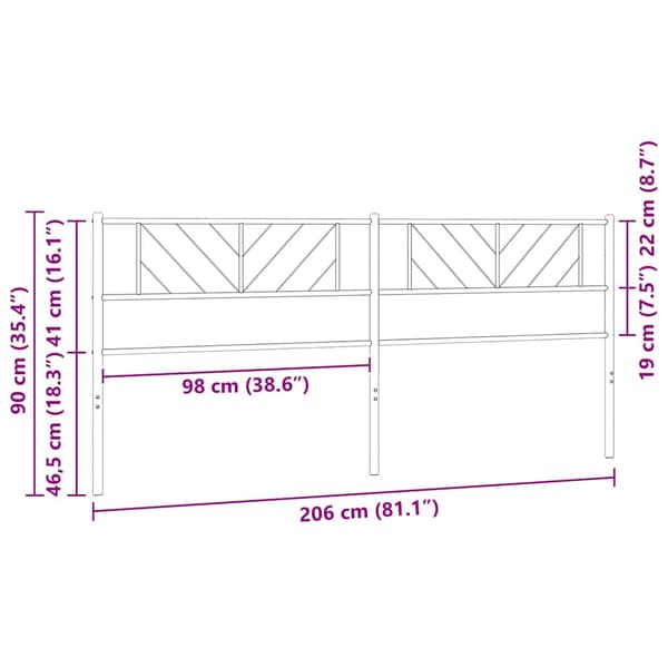 vidaXL Utskiftbar sengegavl i metall svart 200 cm