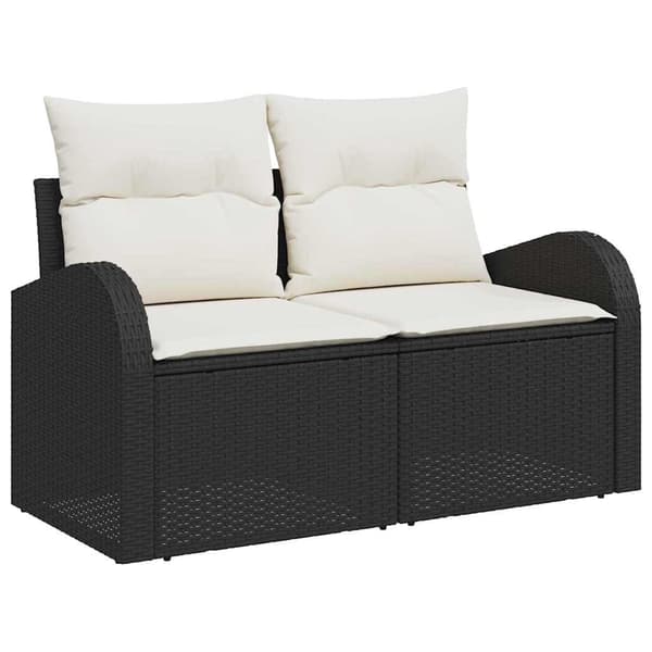 vidaXL Soffset med kudde 10 pcs Svart Polyrattan