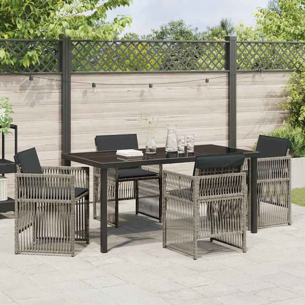 vidaXL Trädgårdsmöbelset 5 pcs Grå Pulverlackerat stål