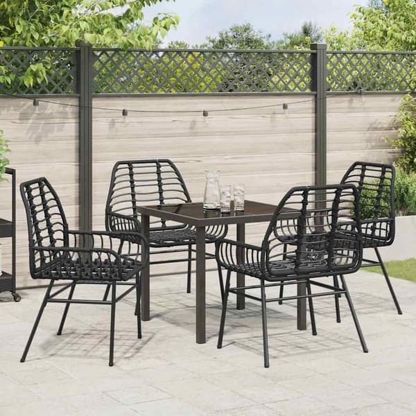vidaXL Hage Spisegruppe 5 pcs Svart polyrotting