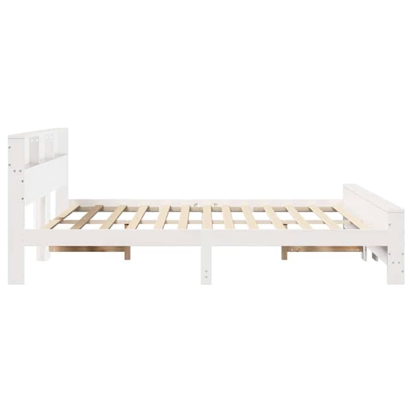 vidaXL Sengestamme med hodegjerde Hvit 200 x 200 cm Konstruert tre