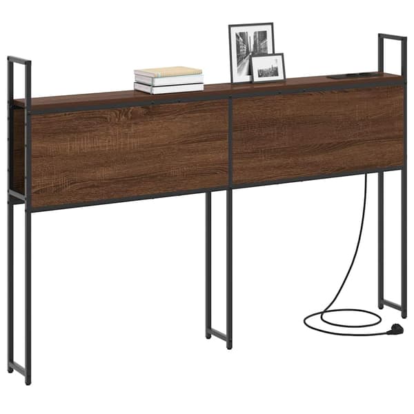 vidaXL Oppbevaringshodegjerde med Ladeplass brun eik 123 x 15 x 98 cm