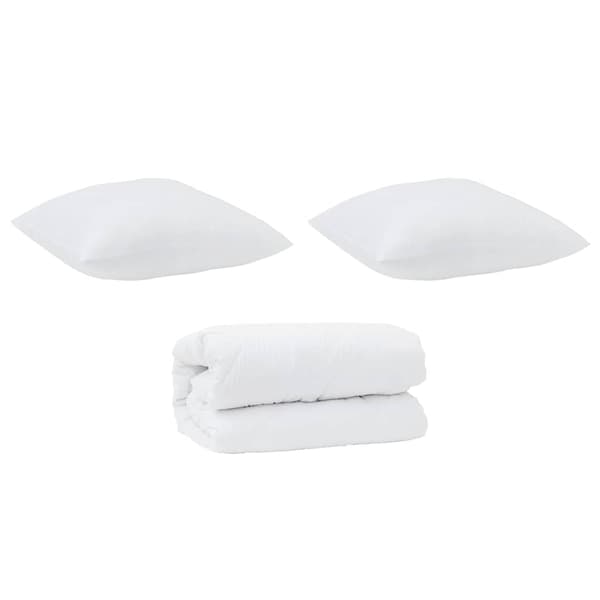 vidaXL Duntäcke med Kuddar med kudde 3 pcs Vit Mikrofiber