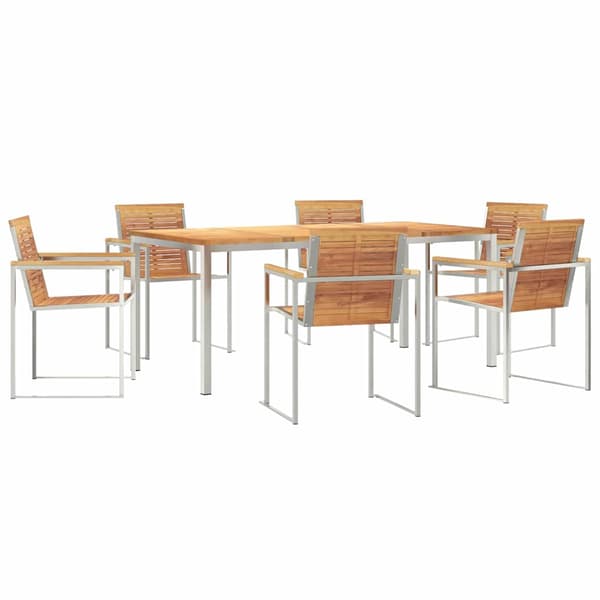 vidaXL Trädgårdsmöbelset 7 pcs Brun Massivt teakträ