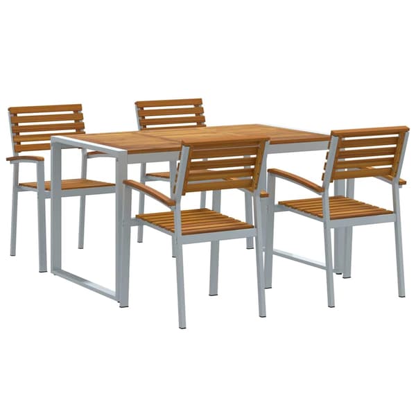 vidaXL Hage Spisegruppe 5 pcs Grå Solid akasietre