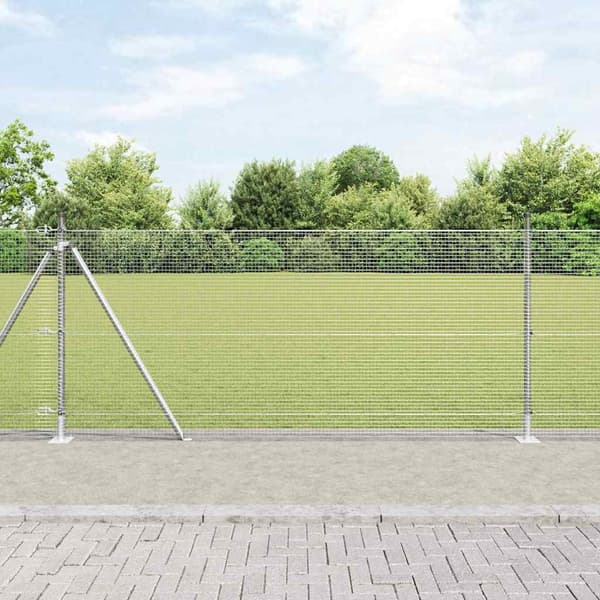 vidaXL Gjerde med innlegg. sølv 1 x 25 m Stål
