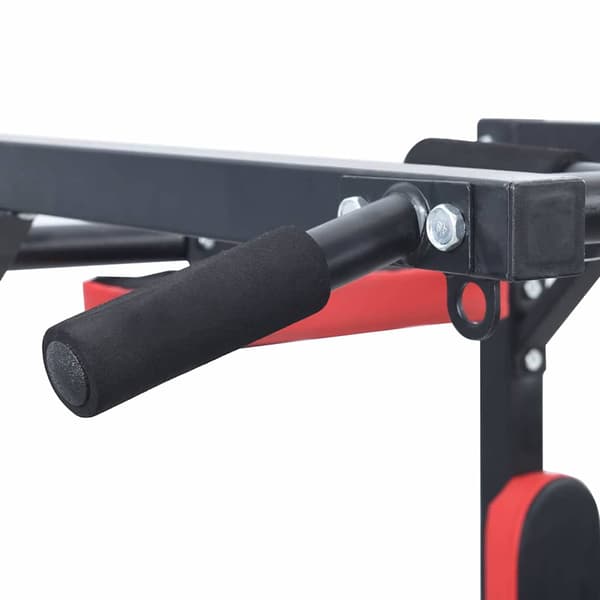 VidaXL Pull Up Bar Dip Stasjon Svart og Rød 89 x 59 x 70 cm