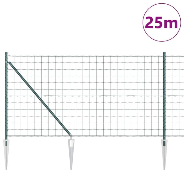 vidaXL Gjerde med stolpe grønn 1,2 x 25 m Stål