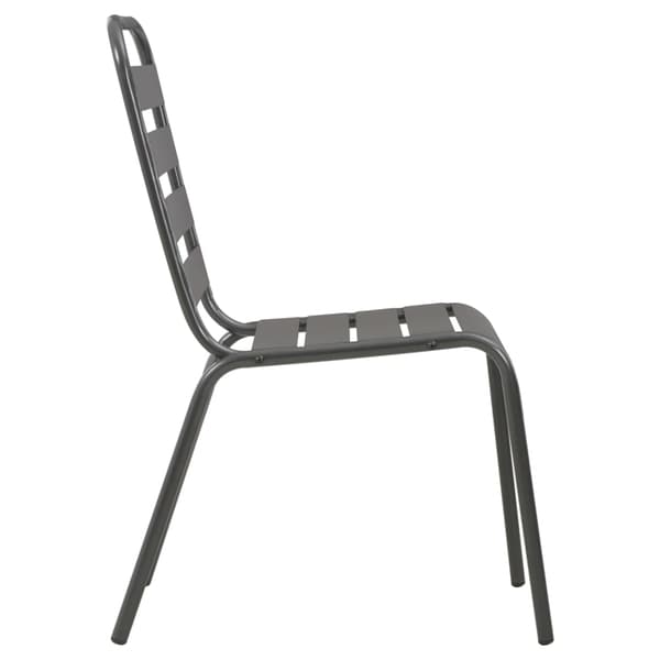 vidaXL Utestolar 4 st ribbad design stål mörkgrå