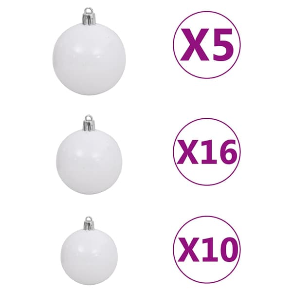 vidaXL Belyst plastgran med kulor 210 cm 910 grenar