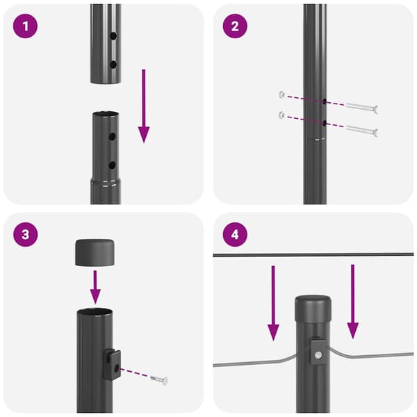 vidaXL Gjerdepåle 7 pcs Grå Stål