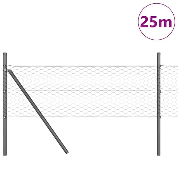 vidaXL Gjerdepåle Grå 25 x 0,5 m (36 mm mesh) Stål