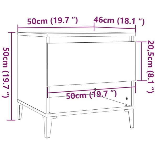 vidaXL Sidebord røkt eik 50x46x50 cm konstruert tre