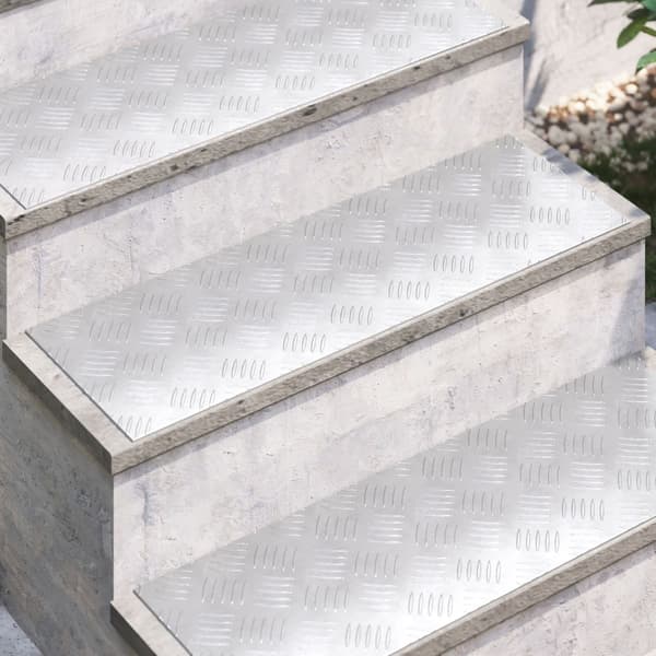 vidaXL Silver Aluminium 75 x 25 cm Trapstegsmattor Rektangulär