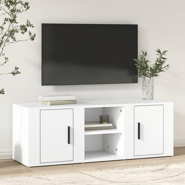 vidaXL TV-benk hvit 100x31,5x35 cm konstruert tre