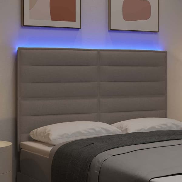 vidaXL LED Sänggavel Linjer Design Gråbrun 72 cm Tyg