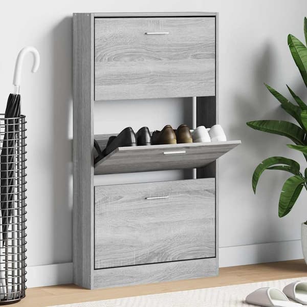 vidaXL Skoskap grå sonoma 59x17x108 cm konstruert tre