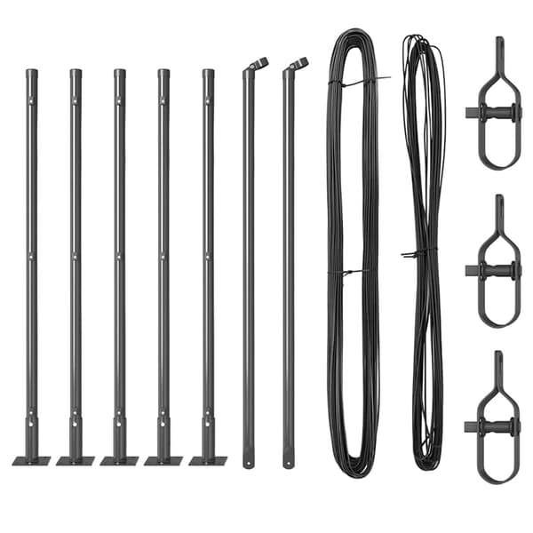vidaXL Gjerdepåle 7 pcs Grå Stål