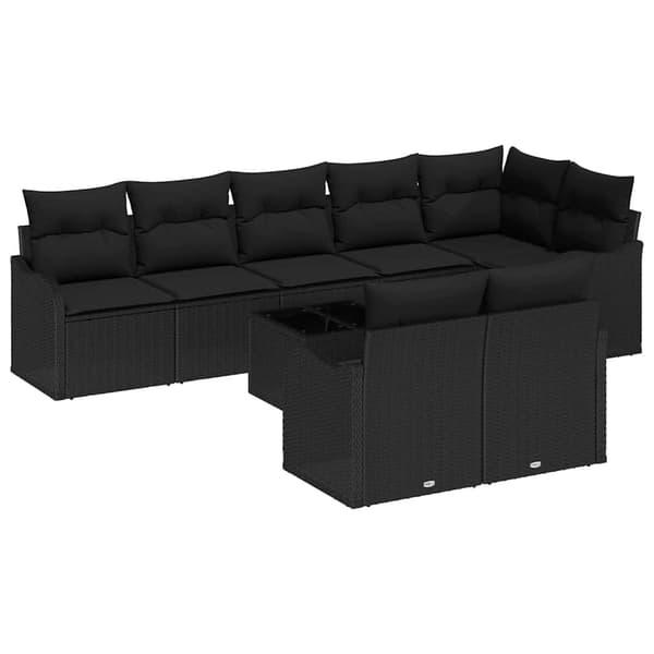 vidaXL Trädgårdsoffset 9 pcs Svart konstrotting