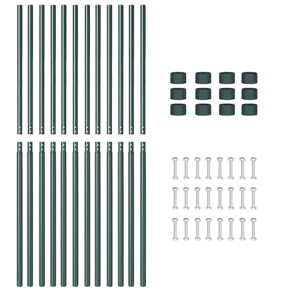 vidaXL Stängselstolpe 12 pcs Grön Pulverlackerad stål