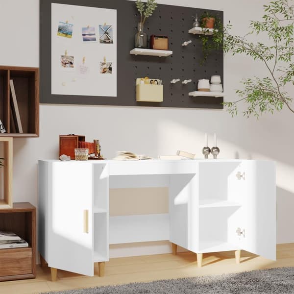 vidaXL Skrivebord hvit 140x50x75 cm konstruert tre
