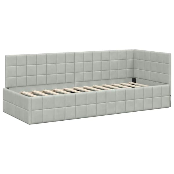 vidaXL Hörnssängram Ljusgrå 80 x 200 cm Sammet