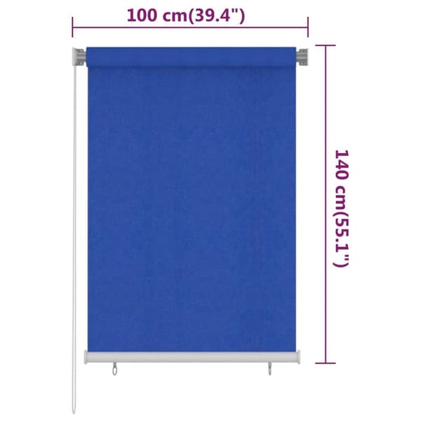 vidaXL Rullgardin utomhus 100x140 cm blå HDPE