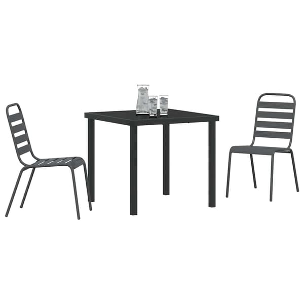 vidaXL Hage Spisegruppe 3 pcs Mørke grå Stål