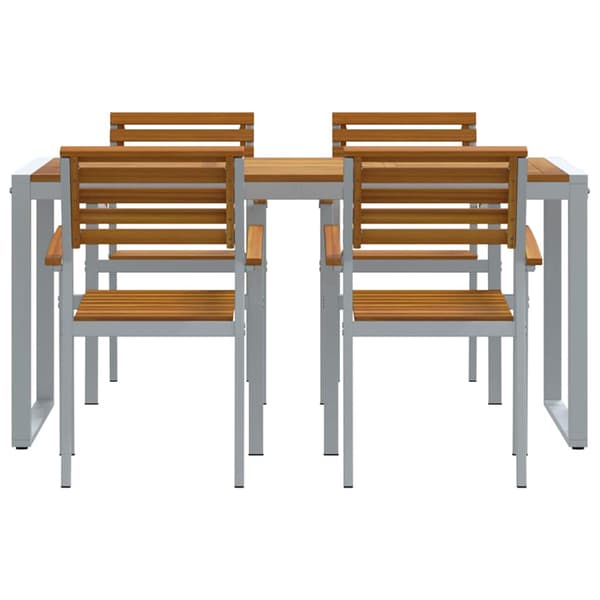 vidaXL Trädgårdsmöbelset 5 pcs Grå Massivt Akaciaträ