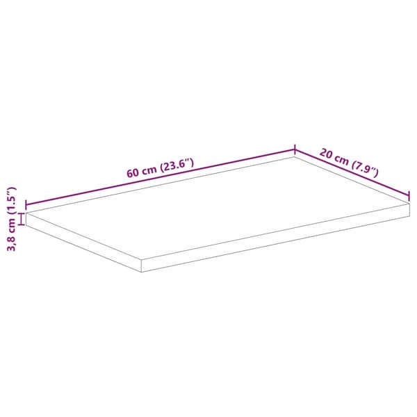vidaXL Bordsskiva 60x20x3,8 cm rektangulär massivt mango-trä