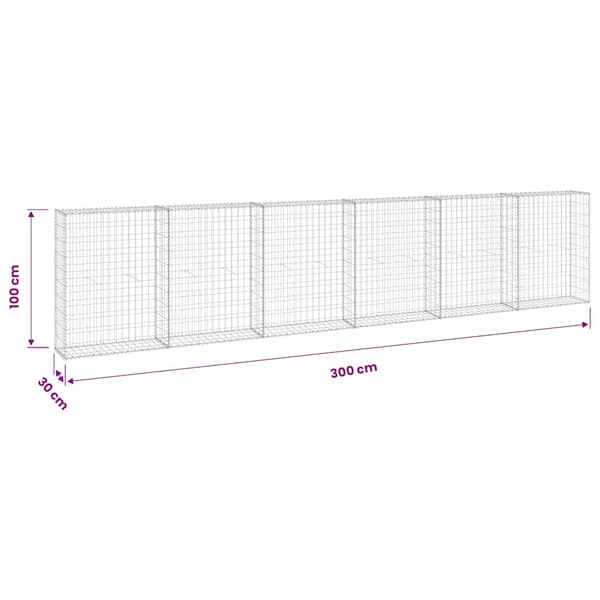 vidaXL Gabionmur galvaniserat stål 300x30x100 cm