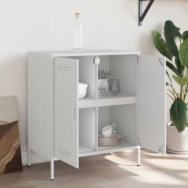 vidaXL Skänk vit 68x39x79 cm stål
