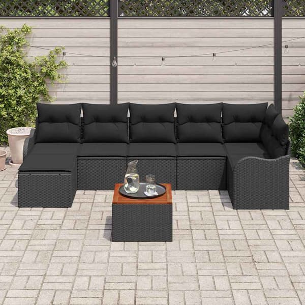 vidaXL Utesoffa Set 8 delar Svart