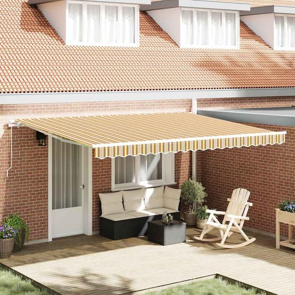 vidaXL Utfällbar markis Flerfärgsdesign 450 × 300 cm
