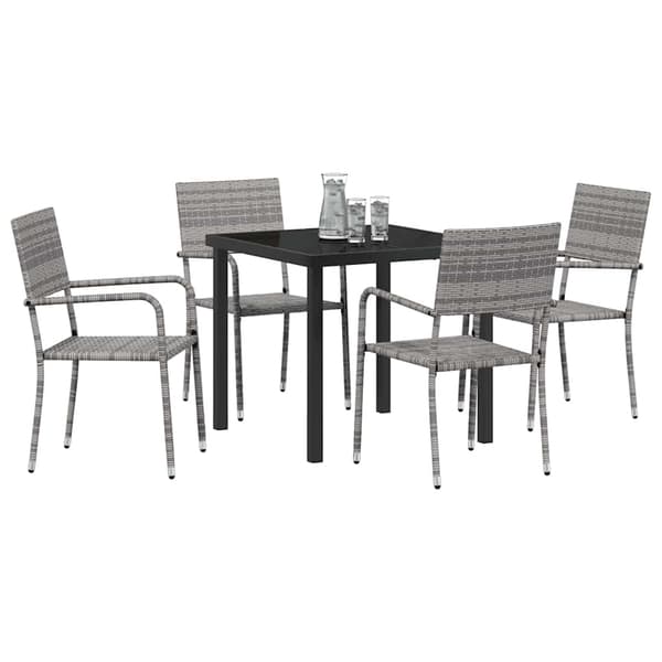 vidaXL Hage Spisegruppe 5 pcs Grå Poly rattan